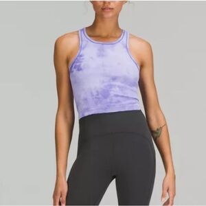 Lululemon Ebb to Street Cropped Racerback Tank Top Marble Dye Charged Indigo